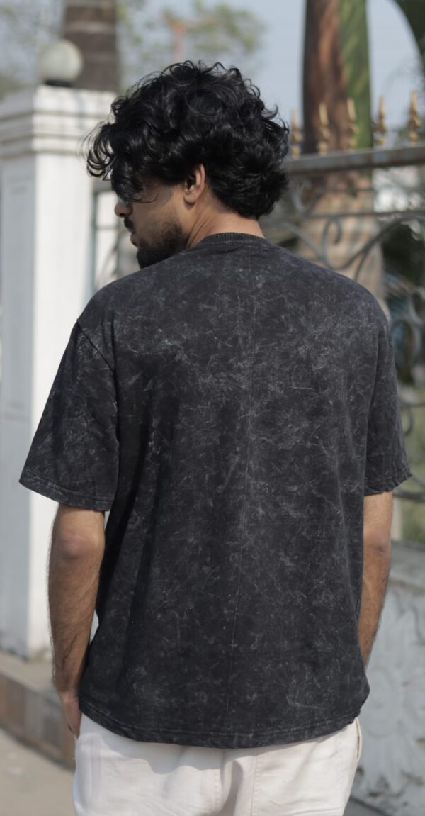 DRESSTRA Men's Acid Wash Oversized T-Shirt | Anime Eyes Graphic Printed Black Tee | Premium Cotton Streetwear Casual T-Shirt for Men