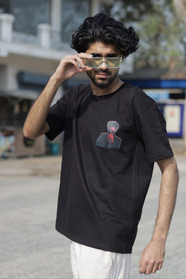 DRESSTRA Men's Oversized Graphic Printed T-Shirt | Blinded by the Lights Back Print | Premium Cotton Casual Streetwear Tee for Men